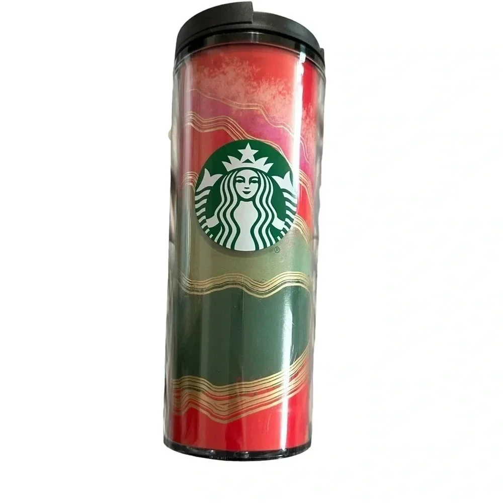 Starbucks 2021 Plastic 16 oz coffee cup with lid, new no tags
